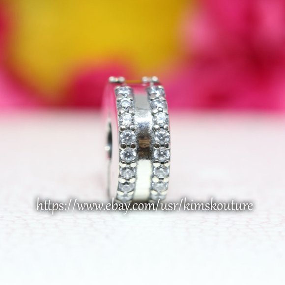 Pandora Double Lined Pavé Clip Charm 798422C01 - Picture 1 of 4